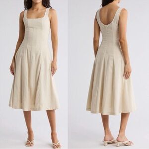 Caroline Constas Cream Midi Dress